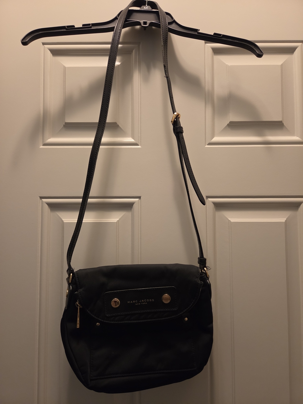 Marc Jacobs Black Nylon Crossbody Bag with Gold Hardware